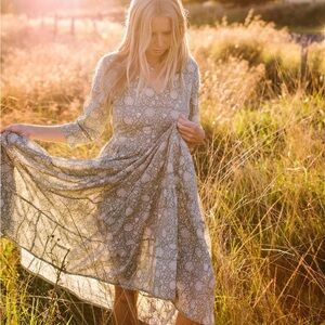 Little Tienda Aurora Sunset Lover Floral Block Print Maxi Dress XL Rare